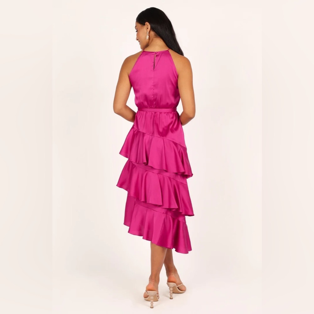 Petal & pup satin ruffle tiered midi dress nwot - Picture 4 of 5